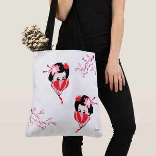 TOTE BAG :GEISHA GIRL CHERRY BLOSSOMS