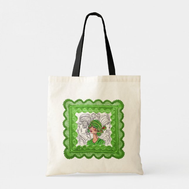 Tote Bag Green Flapper Girl (Back)