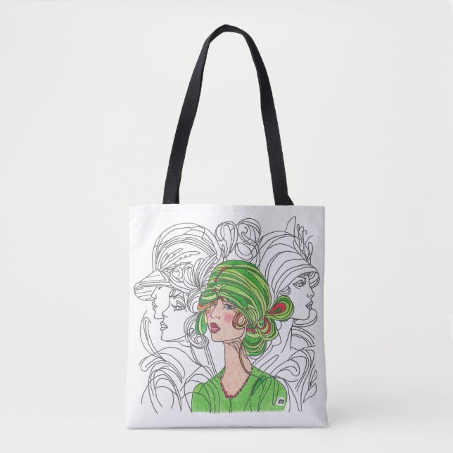 Tote bag Green Flapper Girl (Front)