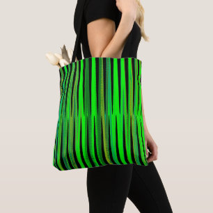 Tote Bag Green Stripe Pattern Shopping Gift Bag