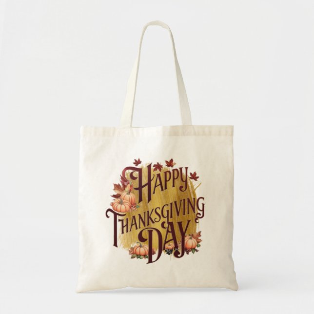 Tote Bag happy Thanksgiving day pumpkin  (Front)