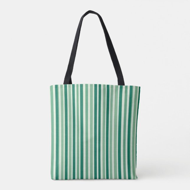 Tote Bag, Hunter Green Light Green Stripe Vertical Bag (Back)