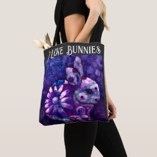 Tote Bag- I Love Bunnies- Whimsical Bunny Painting Bag
