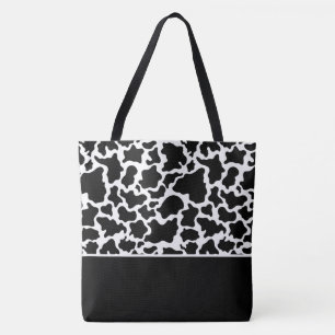 Tote Bag-Large Black & White Cow Spotted Print