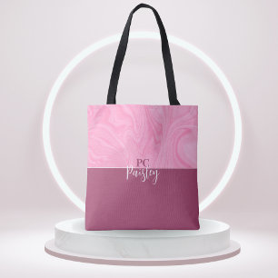 Tote Bag - Monogram Pink Marble Two Tone