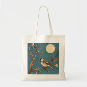 Tote bag - Moonlit Bird on Blossom Branch