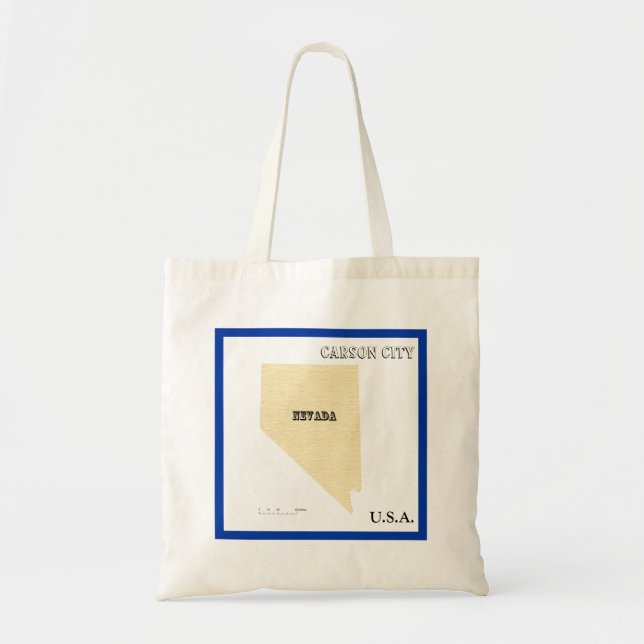Tote Bag - Nevada Outline Map with City (Front)
