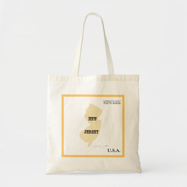 Tote Bag - New Jersey Map with City (Front)