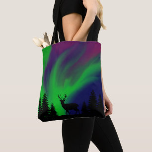 Tote Bag Northern Lights Deer