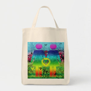 Tote Bag Organic, Abstract Rainbow Grunge Love