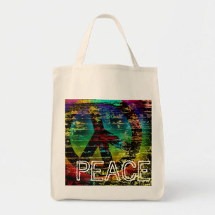 Tote Bag Organic, Abstract Rainbow Grunge Peace