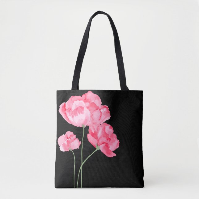 Tote Bag-Pink Poppies Bag (Front)