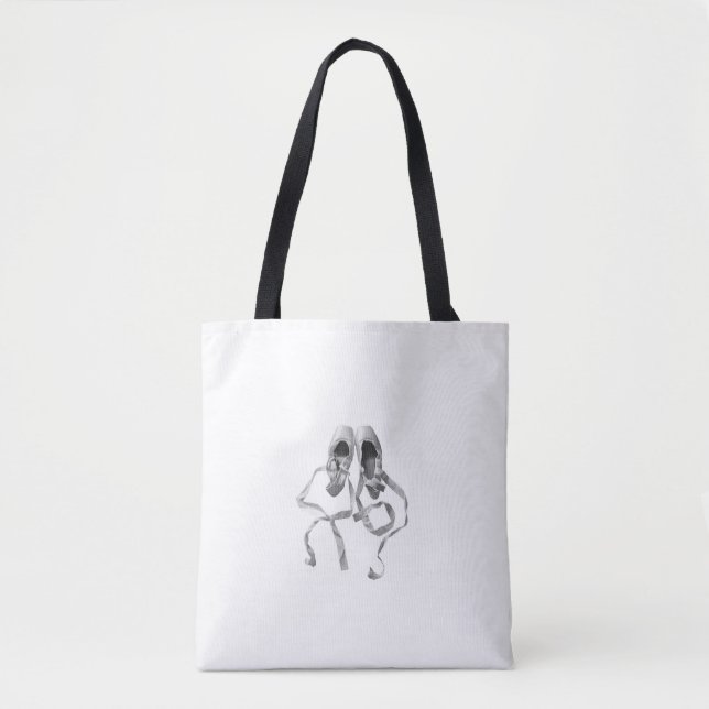 Tote Bag: Pointe Shoes on White Background Bag (Front)
