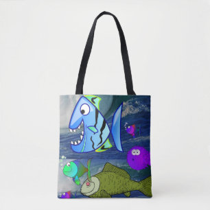 tote bag seashells ocean fish