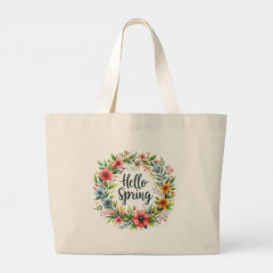 Tote Bag-Spring Floral Wreath Tote Bag