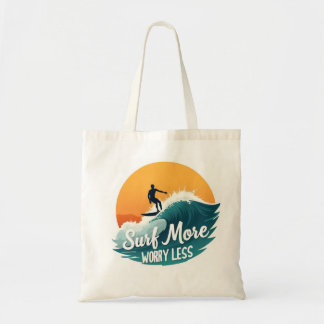 Tote Bag 🏄 Surf More Worry Less Sunset Style