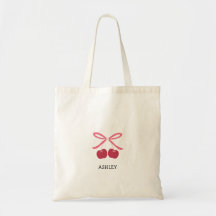 Tote Bag | Sweet Cherry Bow Cute Illustration