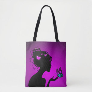 Tote Bag The woman purple butterflies