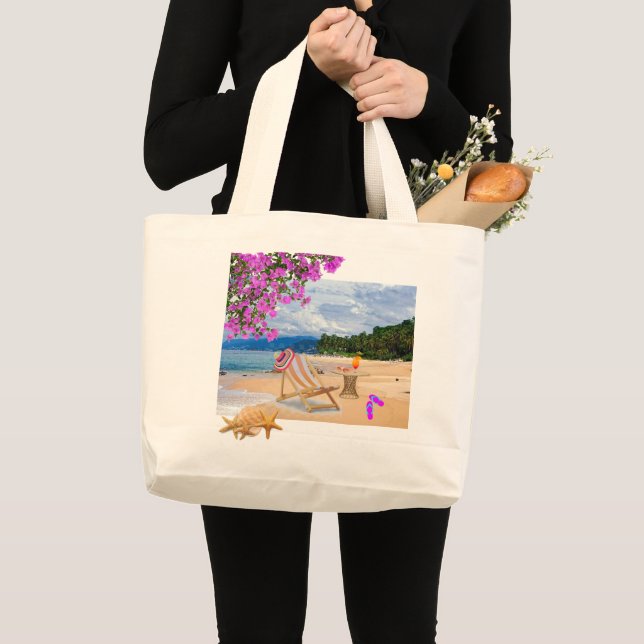 Tote Bag Tropical  beach setting (Front (Product))