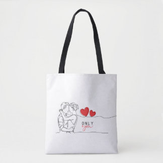 Tote Bag Valentine's Day - Linear Art Design