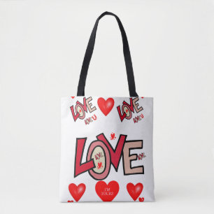 tote bag valentines day love hearts