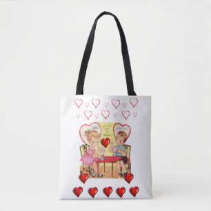 Tote bag valentines day love hearts