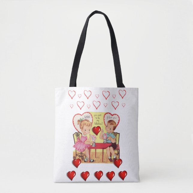 Tote bag valentines day love hearts (Front)