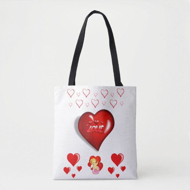 Tote bag valentines day love hearts (Front)