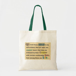 Tote bag with a declaration.