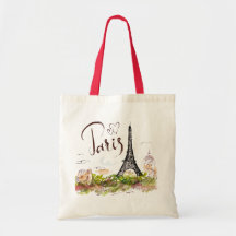 Tote bag with a print of the Eiffel Tower. Paris.