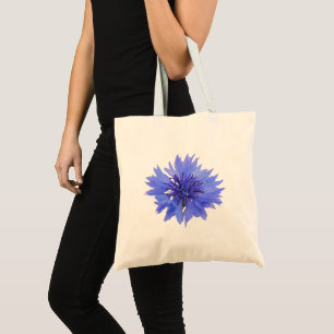 Tote bag with blue cornflower