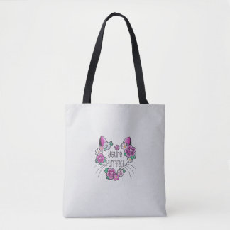 Tote Bag with Cat-Inspired Floral Prints