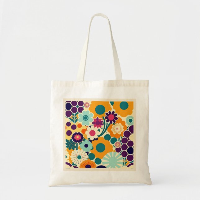 Tote bag with colourful floral patterns (Front)