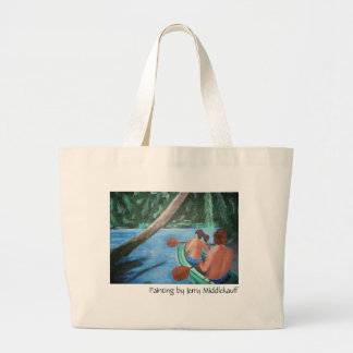 Tote bag with couple in canoe