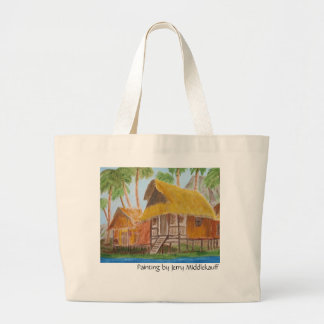 Tote Bag with Grass Huts by Jerry Middlekauff