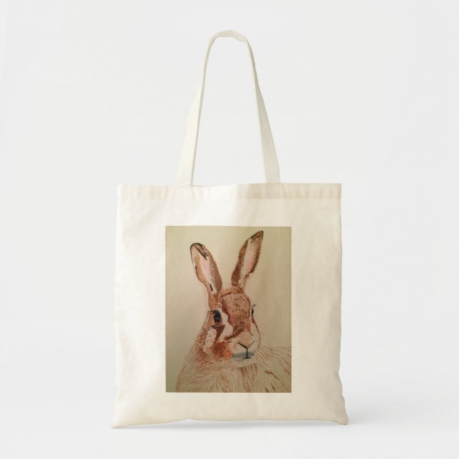 tote bag with hare image (Front)