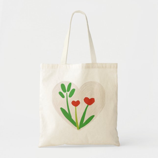 Tote Bag with Heart Floral (Front)