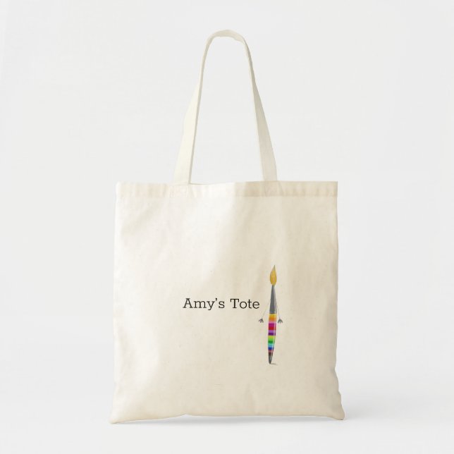 Tote Bag With Paintbrush Illustration Customisable (Front)