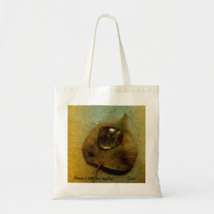Tote bag with picture of a leave after the rain