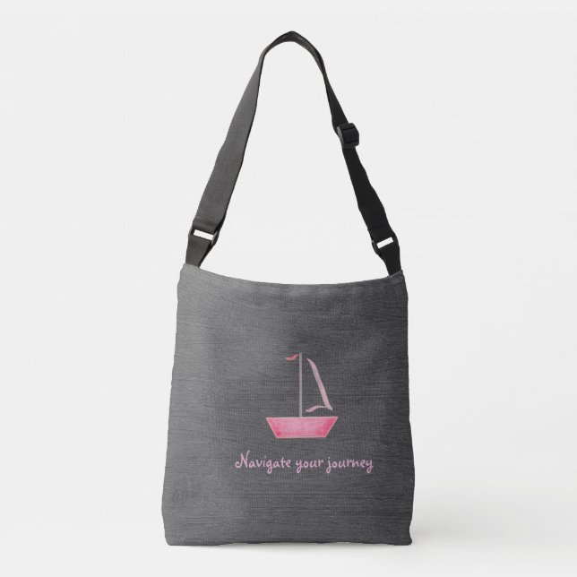 tote bag with pink sailboat (Front)