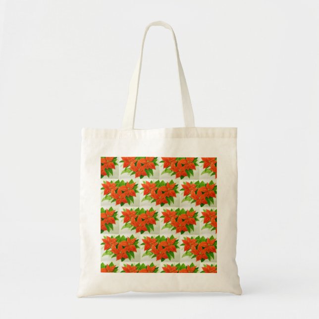 Tote bag with poinsettia flower pattern (Front)