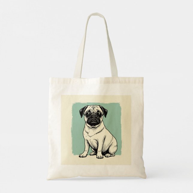 Tote Bag with Pug design (Back)