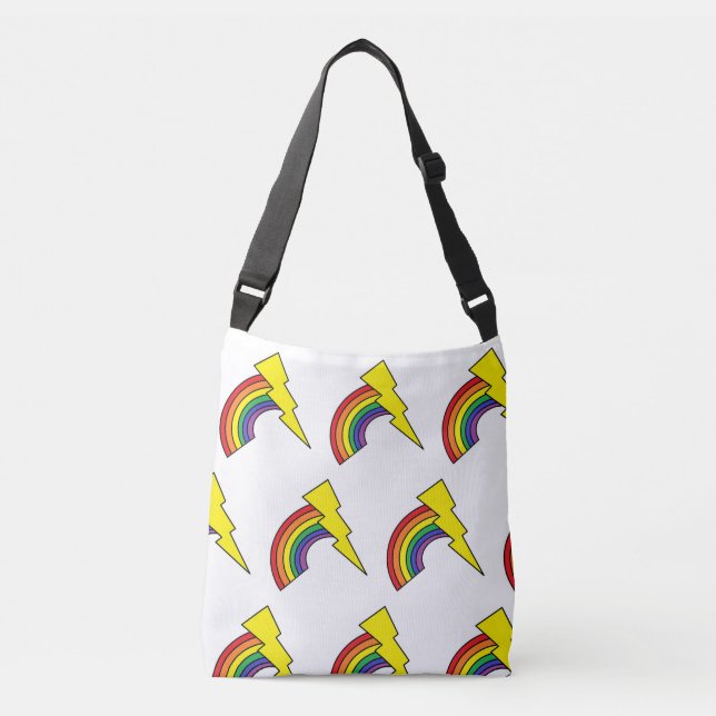 Tote Bag With Rainbows and Lightning Bolts  (Front)