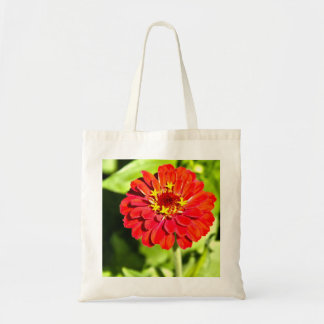 Tote Bag with Red Zinnia