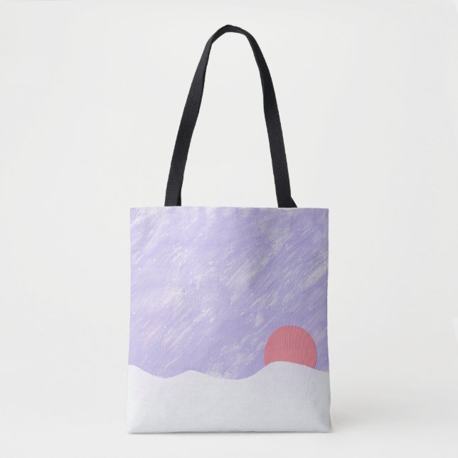 Tote Bag with Sunset Scene (Front)