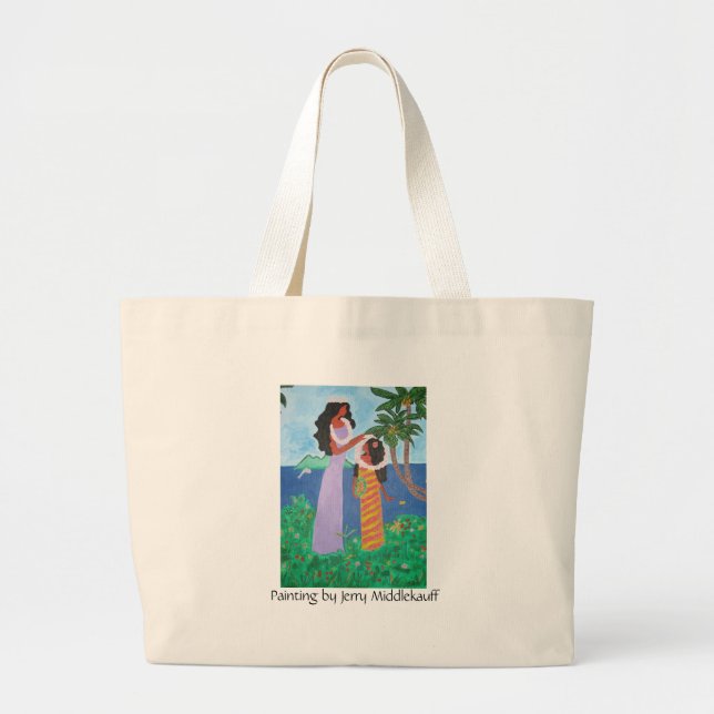 Tote bag with Tahitian Mum and Daughter (Front)