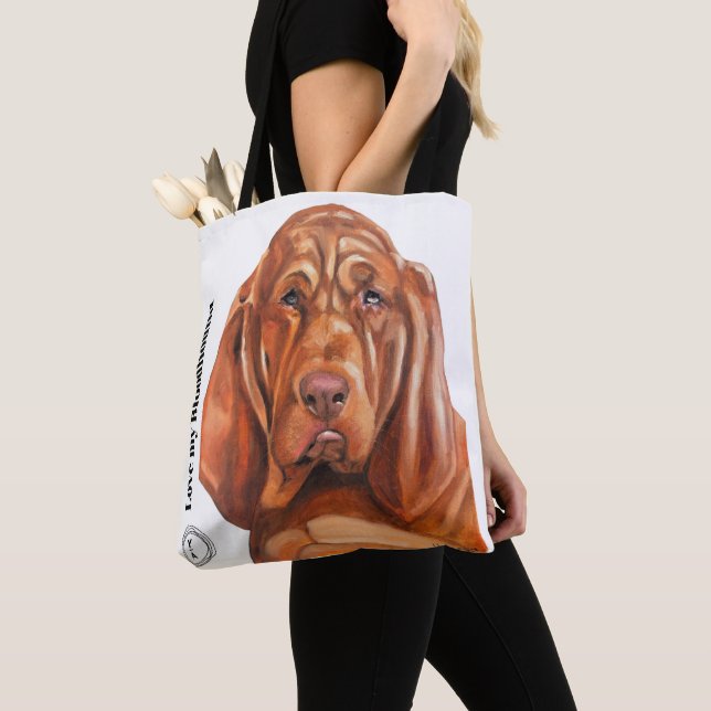 tote bag with the bloodhound from the oil painting (Close Up)