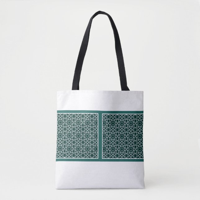 Tote Bag With Turkish Tile Pattern Green (Front)