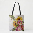 Tote Bag with Whimsical Floral Design