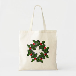 Tote Bag - Wreath of Holly Leaves and Berries